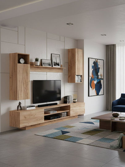 Dranko Living Room TV Unit Beige L190xW35xH190cm