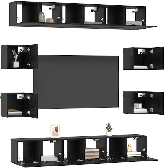 Living Room TV Unit Black Oak M180xW30xH30cm
