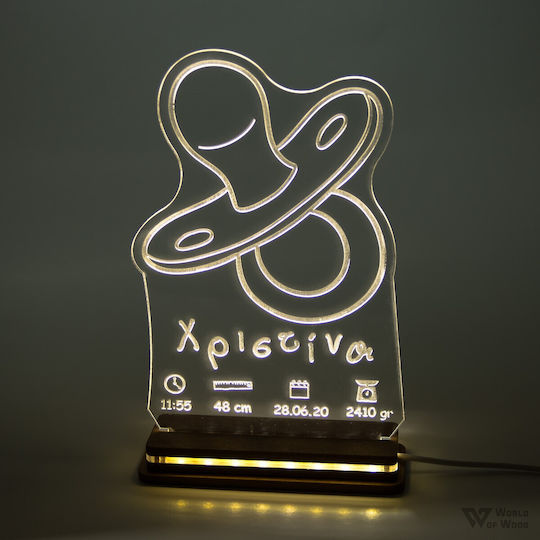 World of Wood Led Kids Decorative Lamp Pacifier Transparent