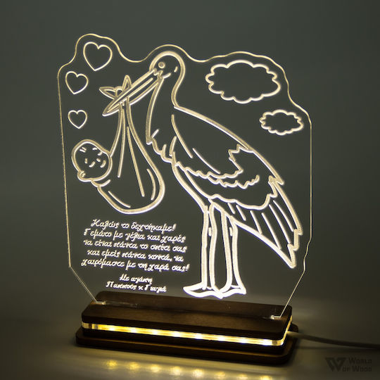 World of Wood Led Kids Decorative Lamp Stork Transparent