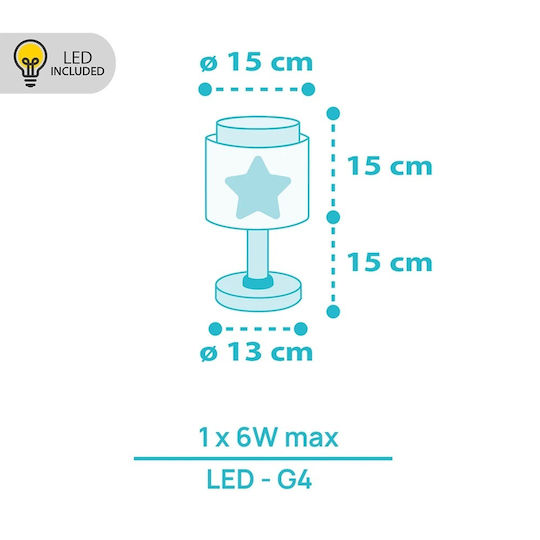 Ango Kinder Tischlampe Baby Dreams Blau 30x13cm