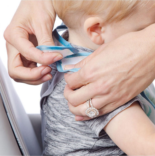 Bumkins SuperBib Dino Αδιάβροχη Σαλιάρα Πλαστική με Αυτοκόλλητο & Τσέπη Μπλε για 24 m+ 3τμχ