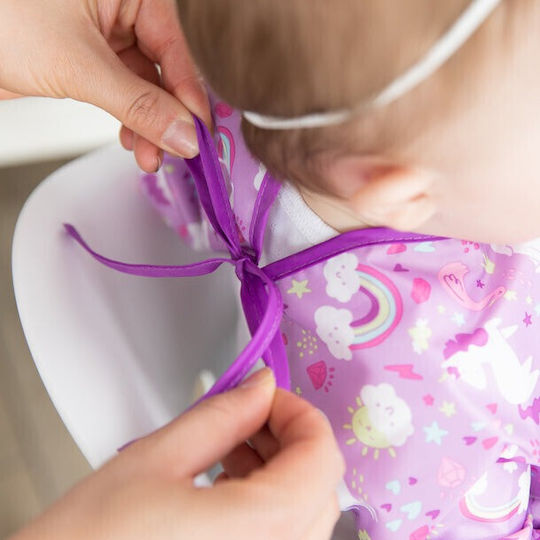 Bumkins Unicorns Waterproof Coverall Fabric with Lace Band, Pocket & Sleeves Purple for 6 m+