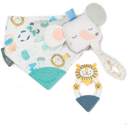 Cheeky Chompers Animals Bandana Fabric with Button Multicolored for 2 m+