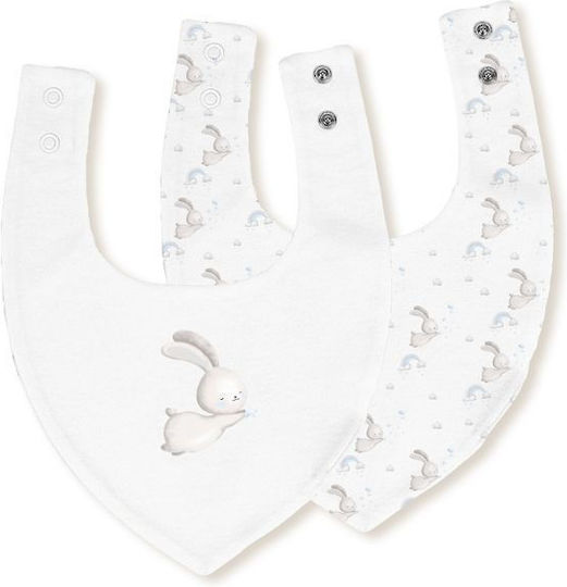 Interbaby Bandană Material Textil Cu Buton Bunny Albastră 2 Bucăți