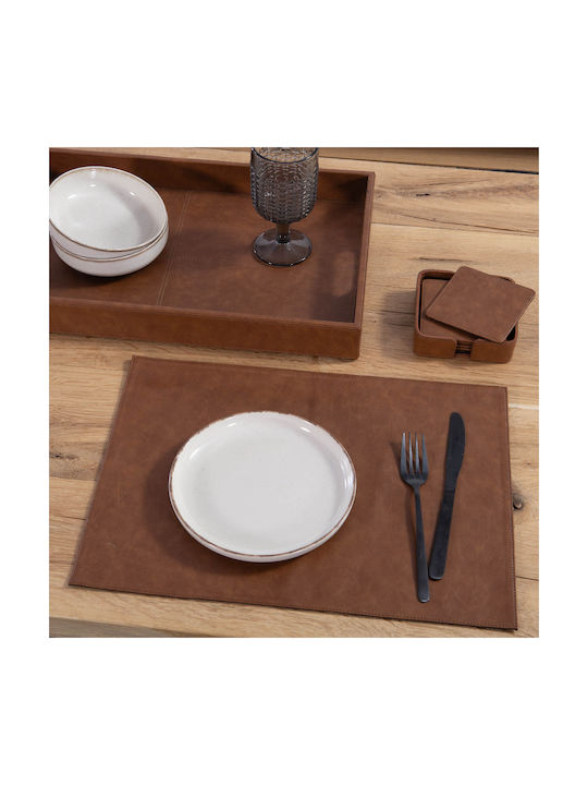 Nef-Nef Homeware Σουπλά από Δερματίνη Μπεζ 44x32cm