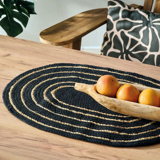 Kentia Yute Platzdeckchen Korbweide Schwarz 70x45cm 1Stück