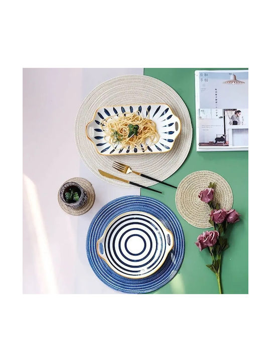 Lalos 4440 Placemat Round Wicker Blue 18cm 1pcs