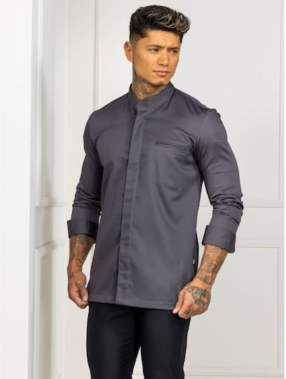 Le Nouveau Chef Σακάκι Σεφ Ανδρικό Γκρι με Μακρύ Μανίκι Cooltex Alain Dark
