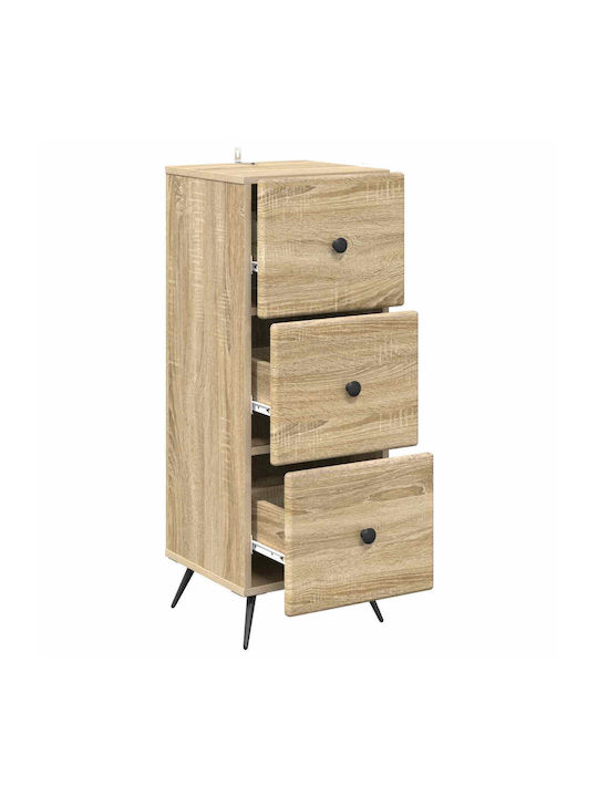 Wooden Storage Drawers with 3 Drawers L33xW34.5xH90cm