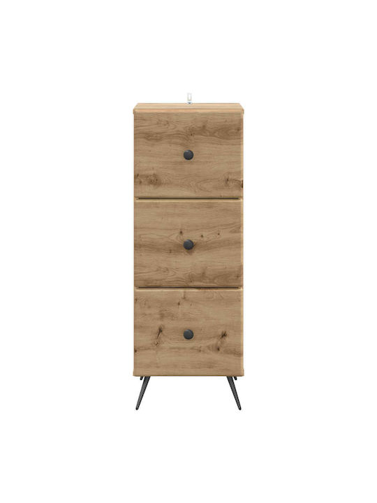 Wooden Storage Drawers with 3 Drawers L33xW34.5xH90cm