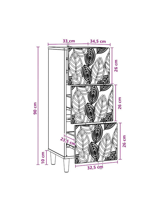 Wooden Storage Cabinet L33xW34.5xH90cm