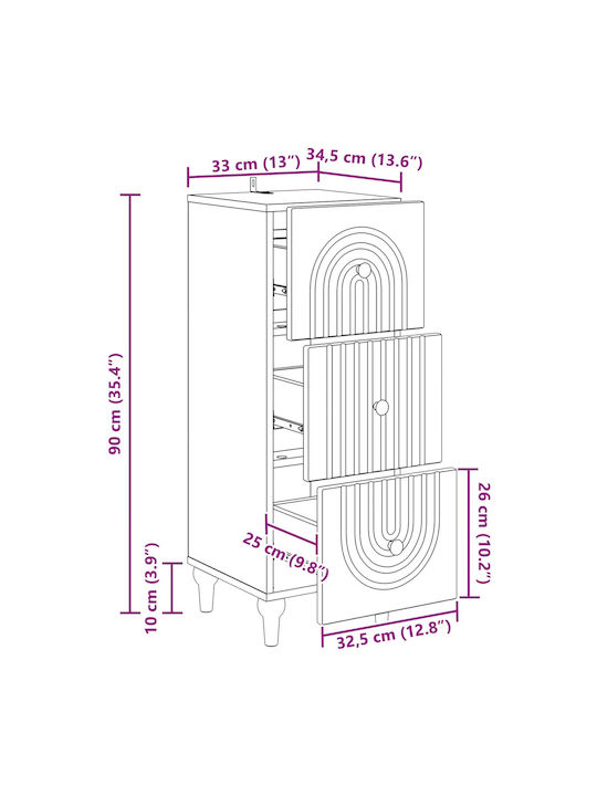 Metal Storage Cabinet L33xW34.5xH90cm