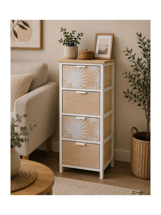 Wooden Storage Drawers with 4 Drawers L37.5xW27.5xH86cm