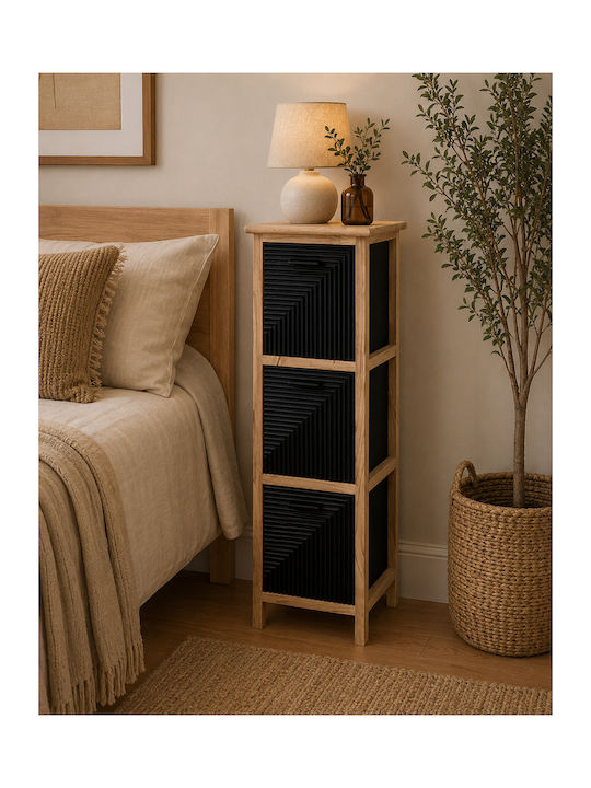 Wooden Storage Drawers with 3 Drawers L25xW25xH77cm