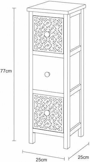 Sertar De Depozitare Din Lemn Cu 3 Sertare L25xL25xÎ77cm