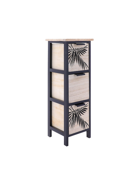Wooden Storage Drawers with 3 Drawers L25xW25xH77cm