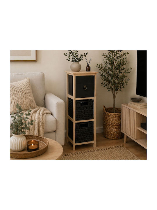 Wooden Storage Drawers with 3 Drawers L25xW25xH77cm