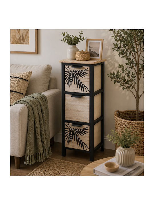 Wooden Storage Drawers with 3 Drawers L25xW25xH77cm