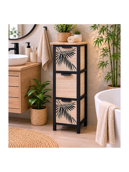 Wooden Storage Drawers with 3 Drawers L25xW25xH77cm