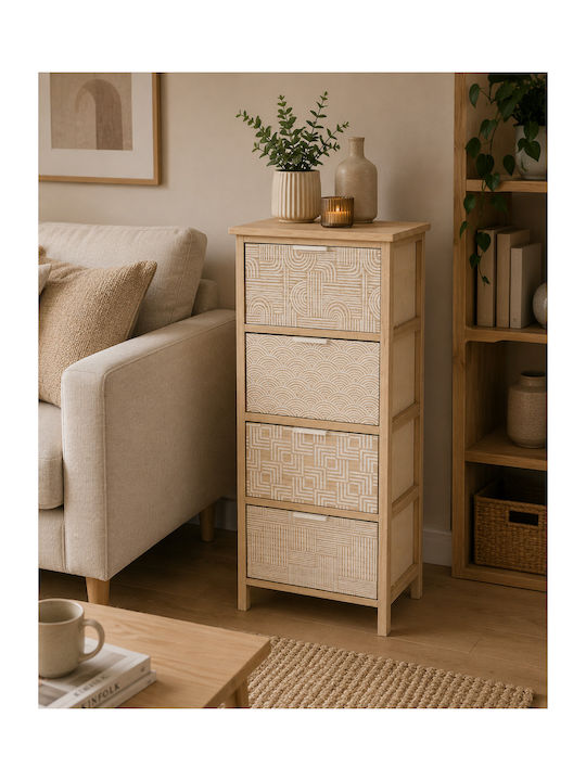 Wooden Storage Drawers with 4 Drawers L37.5xW27.5xH86cm