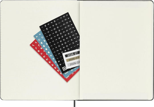 Moleskine Classic Планиращ 2026 2027 Седмични Бележки 18 Месеца Черен Екстра Голям 19x25 Твърда Корица 8056999279905