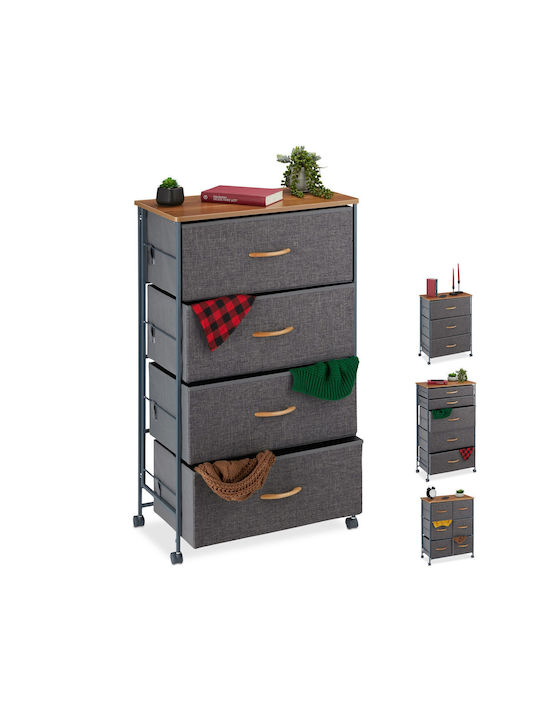 Sertar De Depozitare Din Lemn Metal Și Țesătură L58xL30xÎ93cm