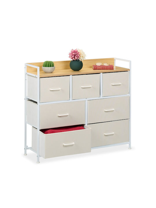 Sertar De Depozitare Din Lemn Metal Și Țesătură M100xL30.5xÎ85cm
