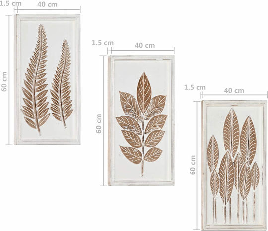vidaXL Wall Decor Brown Wooden 40x1.5x40cm 3 Pieces
