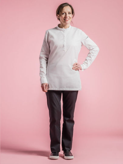 Clement Design Mantel Koch Damen Weiß mit Langärmelig Cocoon