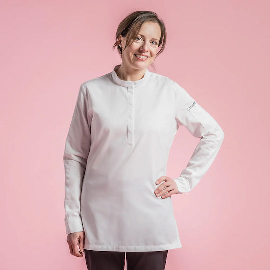 Clement Design Mantel Koch Damen Weiß mit Langärmelig Cocoon