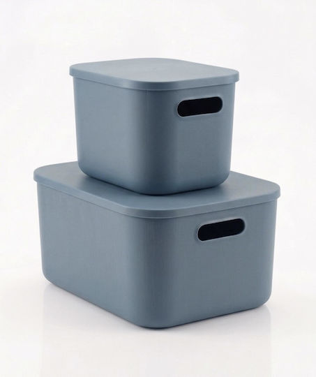 Lalos Kunststoff Aufbewahrungsbox mit Deckel Blau 37x26.5x24.3cm 1Stück