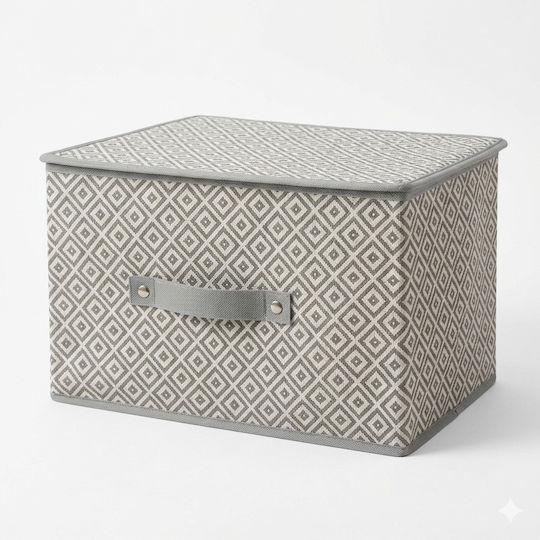 Fabric Storage Box with Lid Gray 30x40x25cm