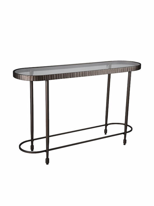 Granaz Console Table Metal with Glass Surface Black L132xW36xH81cm