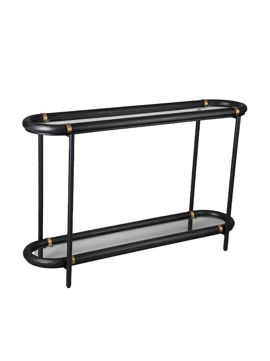 Colombo Consolă Metalică cu Suprafață din Sticlă Negru L130xL36xH82buc