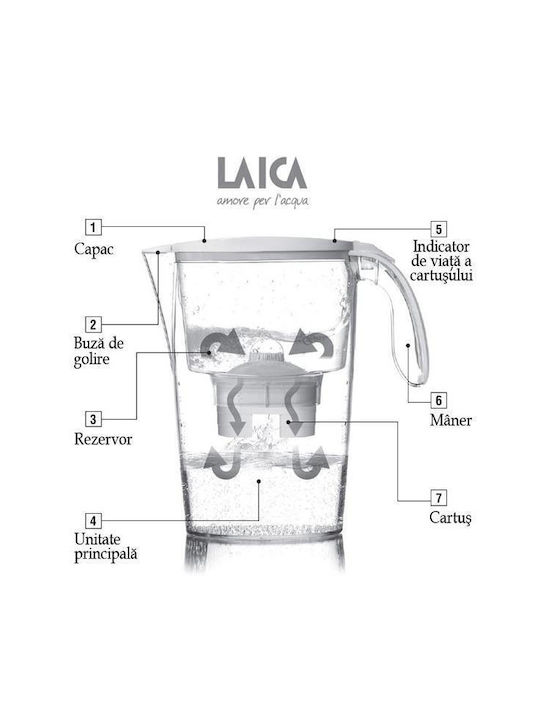 Laica Metallic Serving Jug with Filter 2300ml 6 Pieces