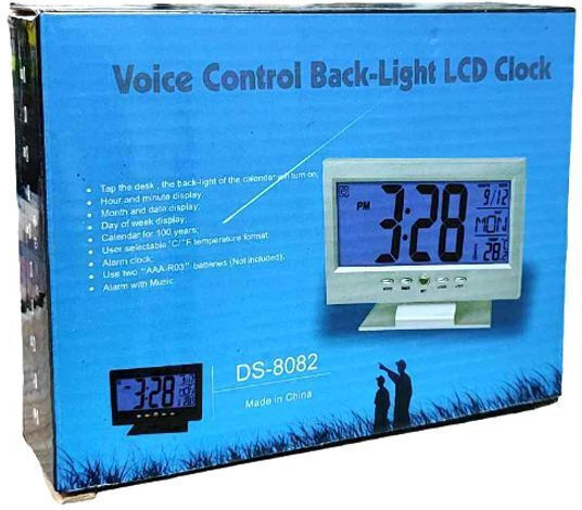 Tischuhr Digital LCD mit Wecker Silber DS-8082
