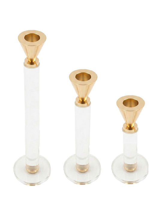 Espiel Set Candle Holders Metal in White Colour 7x7cm 3 Pieces