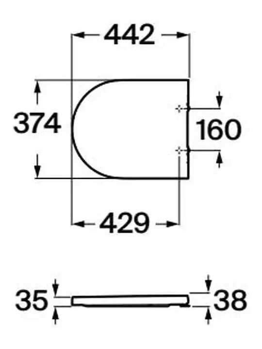 Roca Round Καπάκι Λεκάνης Soft Close Πλαστικό Μπεζ