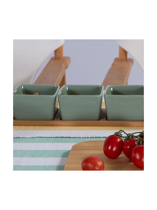 Nef-Nef Homeware Sage Round Serving Bowl Made of Bamboo Green with Diameter 27.8cm 3 Pieces