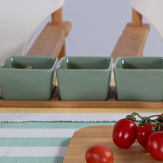 Nef-Nef Homeware Bamboo Sage Serving Bowl Round Made of Bamboo White with Diameter 27.8cm 3pcs