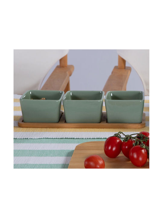 Nef-Nef Homeware Sage Round Serving Bowl Made of Bamboo Green with Diameter 27.8cm 3 Pieces