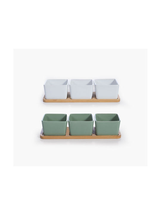 Nef-Nef Homeware Bamboo Sage Μπωλ Σερβιρίσματος Στρογγυλό από Μπαμπού Λευκό με Διάμετρο 27.8εκ. 3τμχ