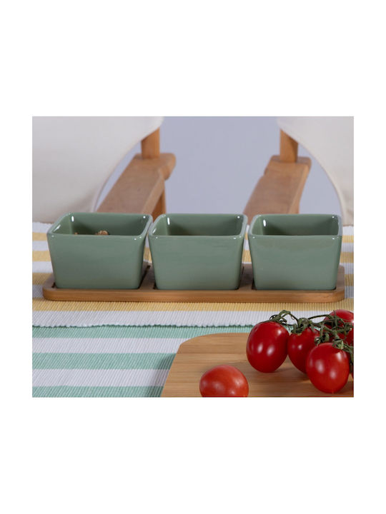 Nef-Nef Homeware Bamboo Sage Servierschalen Rund aus Bambus Weiß mit Durchmesser 27,8cm 3 Stück