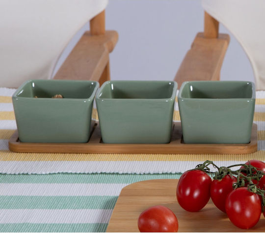 Nef-Nef Homeware Bamboo Sage Serving Bowl Round Made of Bamboo White with Diameter 27.8cm 3pcs