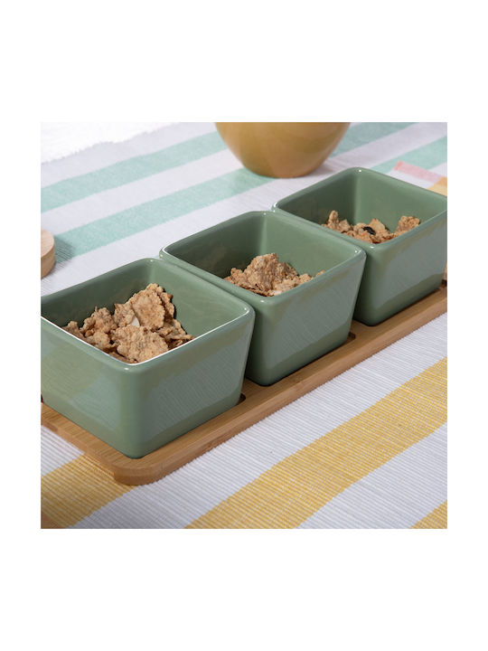 Nef-Nef Homeware Sage Μπωλ Σερβιρίσματος Στρογγυλό από Μπαμπού Πράσινο με Διάμετρο 27.8εκ. 3τμχ