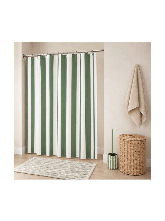 Stripes Κουρτίνα Μπάνιου 180x200cm Green Stripes
