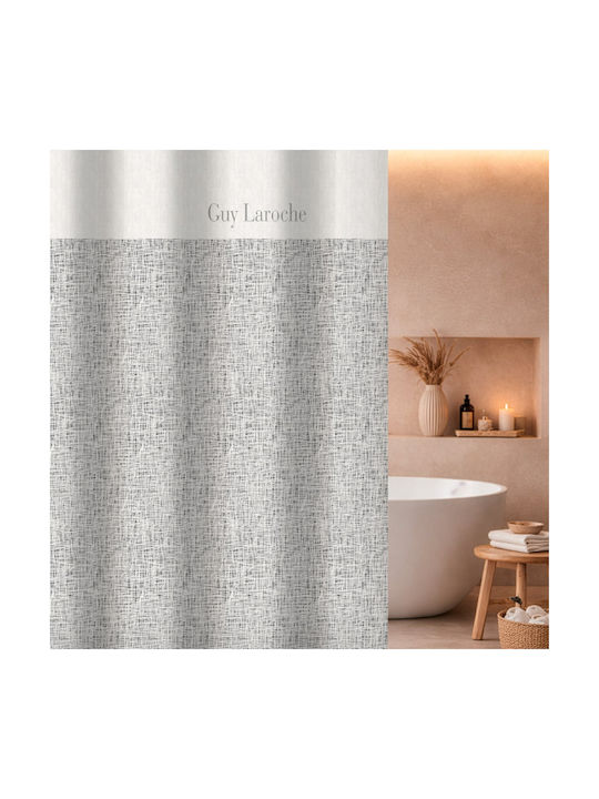 Guy Laroche Shower Curtain Fabric with Grommets 180x185cm Grey