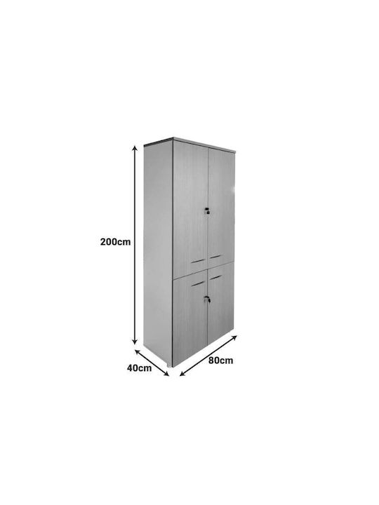 Büroaufbewahrungsschrank Armadi Holzschatten Weiß 80x40x200cm