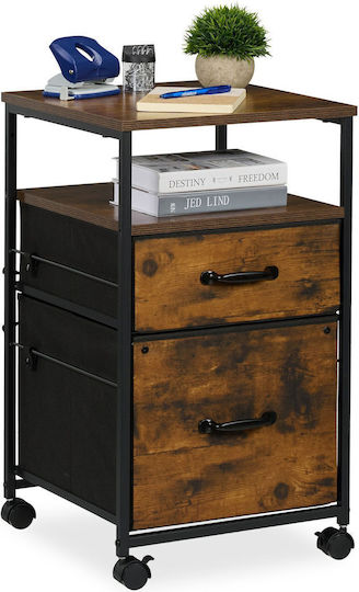 Cabinet De Depozitare Pentru Birou Din Lemn Cu Roți Și Sertare Maro 40x40x40cm